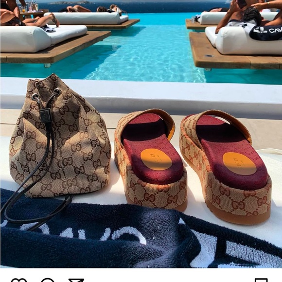 GUCCI Canvas GG Monogram Angelina Platform Slide Sandals - Picture 11 of 11